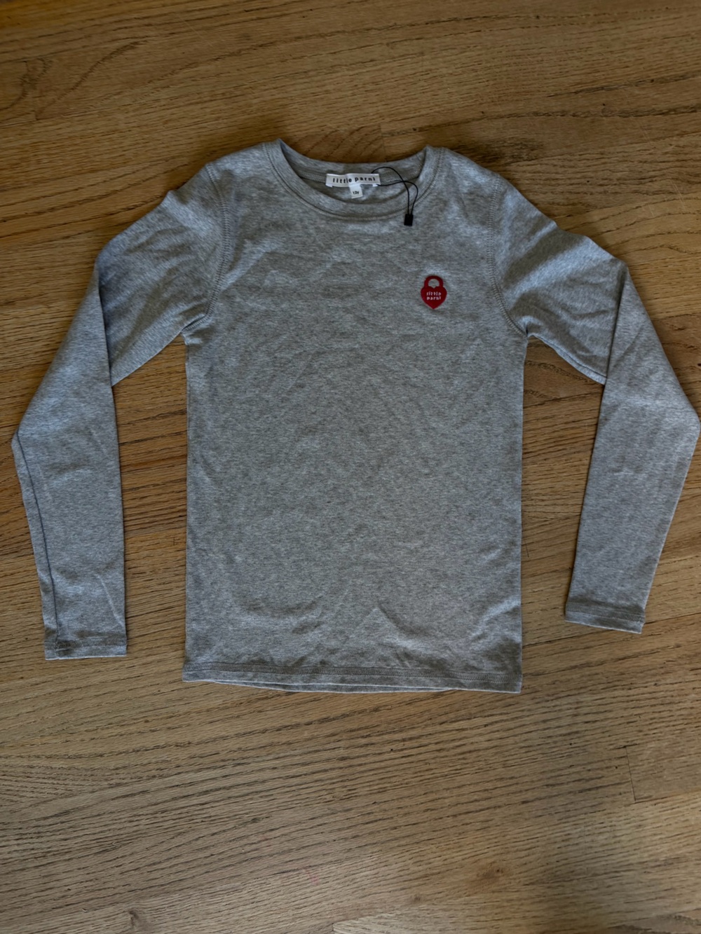 Little Parni Kids Gray Long Sleeve Top Red Lips Embroidery Logo Size 12